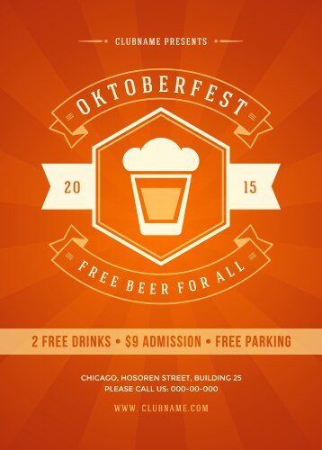 Oktoberfest beer festival poster or flyer template vector image