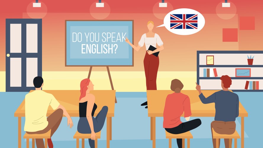 Teaching learning american english concept vector image