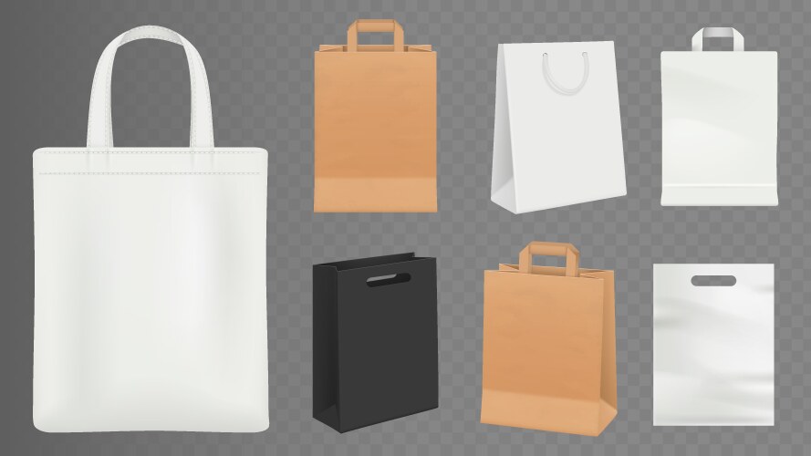 Paper bags realistic craft shopping bag white vector image