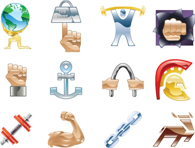 Strength icon set vector image