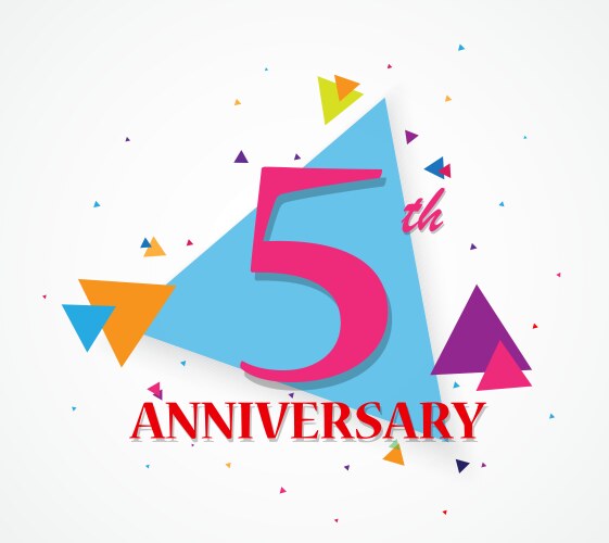 happy anniversary celebration with triangle shape vector image