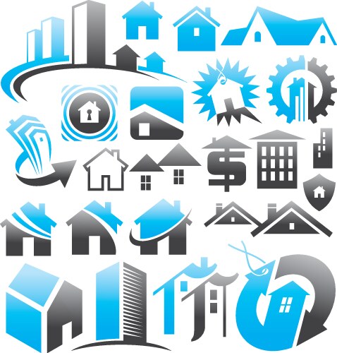 Set of house icons symbols and signs vector image