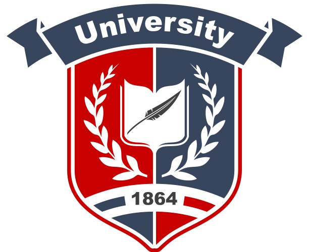 Heraldic sign of university with book on shield vector image