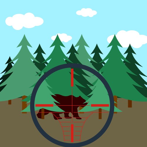 Hunting in fir forest vector image