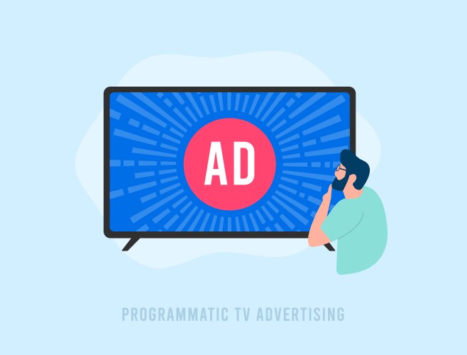 Programmatic tv advertising automated buying vector image