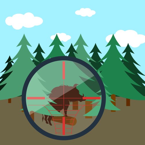 Hunting in fir forest vector image