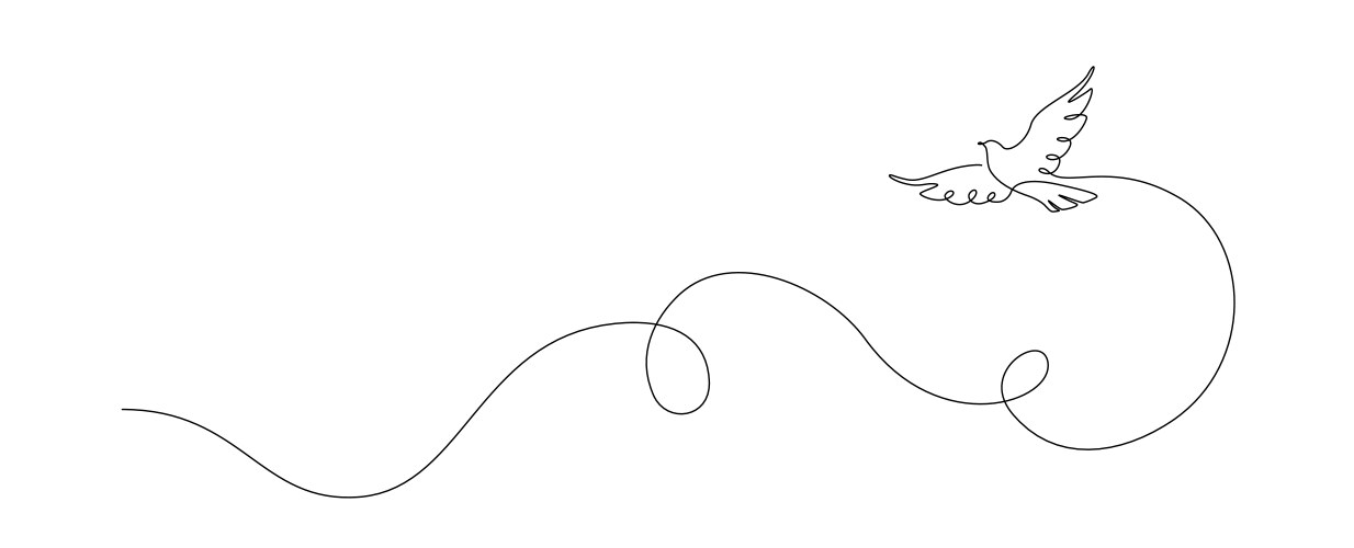 flying dove in one continuous line drawing bird vector image