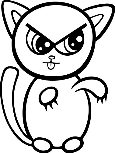 Cartoon kawaii kitten coloring page vector image