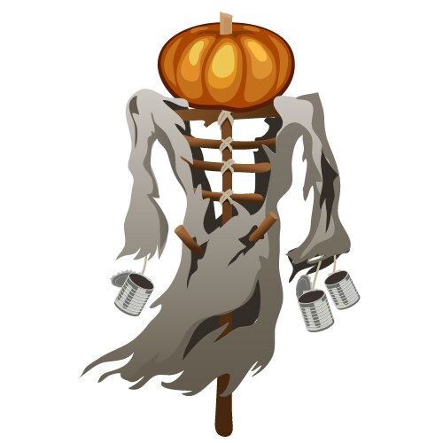 Scarecrow with pumpkin head symbol of halloween vector image