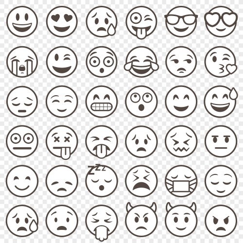 Outlined emoticon big set vector image