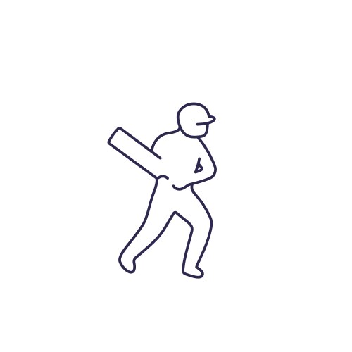 Cricket icon player with bat line vector image