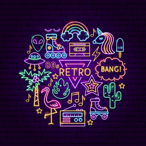 Retro style neon concept vector image