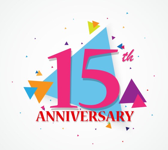 happy anniversary celebration with triangle shape vector image