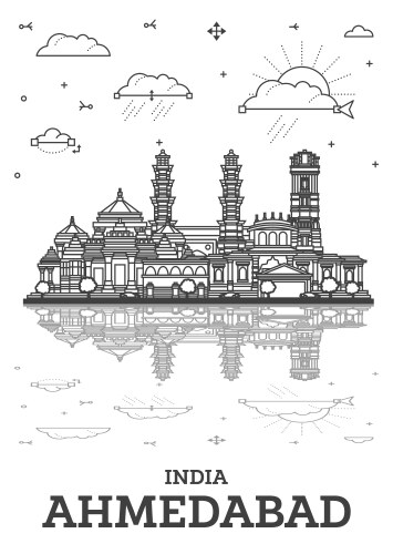 Outline ahmedabad india city skyline vector image