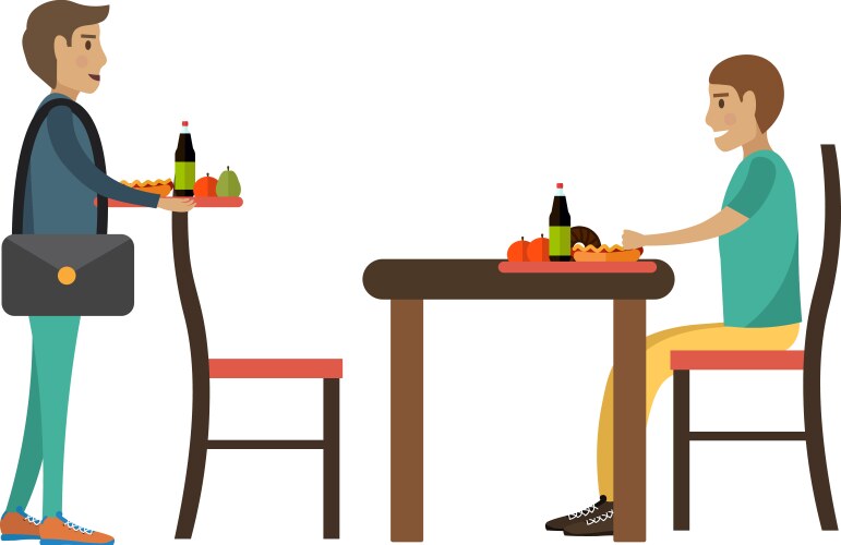 Students eating in university cafeteria vector image