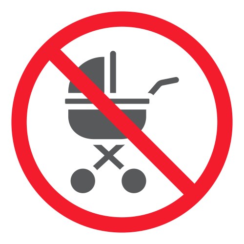 No baby carriage glyph icon prohibition vector image