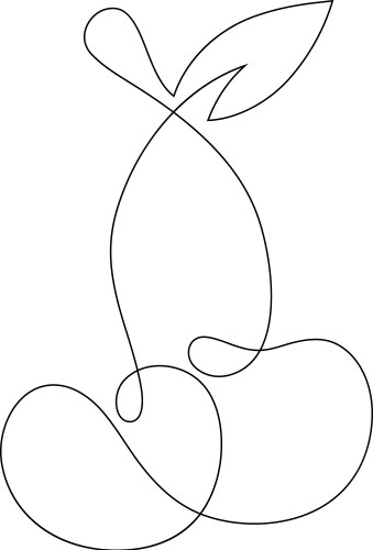 cherry continuous line drawing element isolated vector image