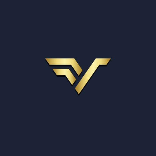 V initial shape company gold logo vector image