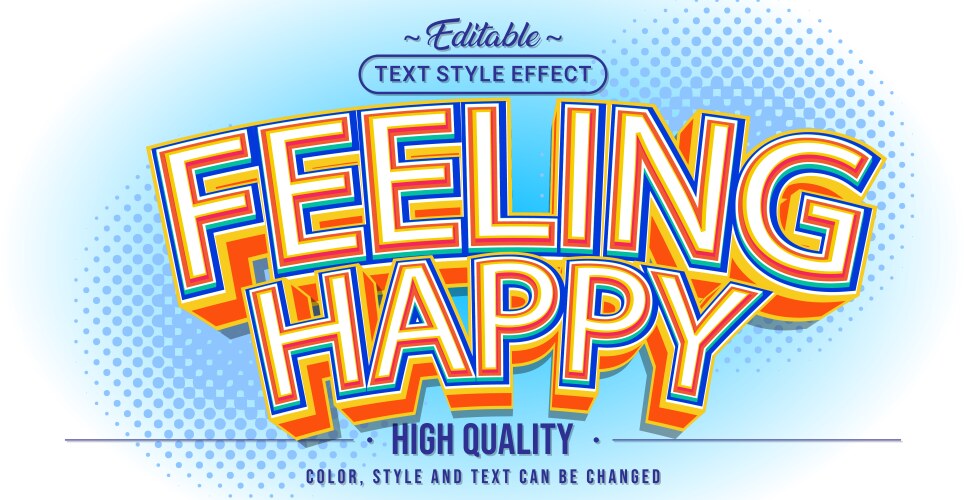 Editable text style effect - feeling happy vector image