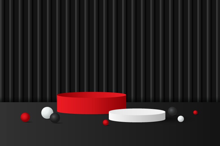 Abstract 3d black and red podium background vector image