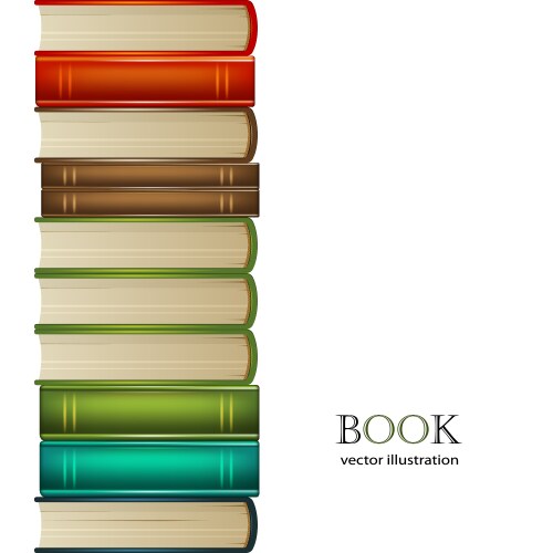 Heap of multi-coloured books isolated on white bac vector image