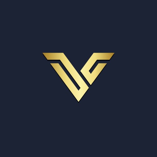 V monogram initial shape gold logo vector image