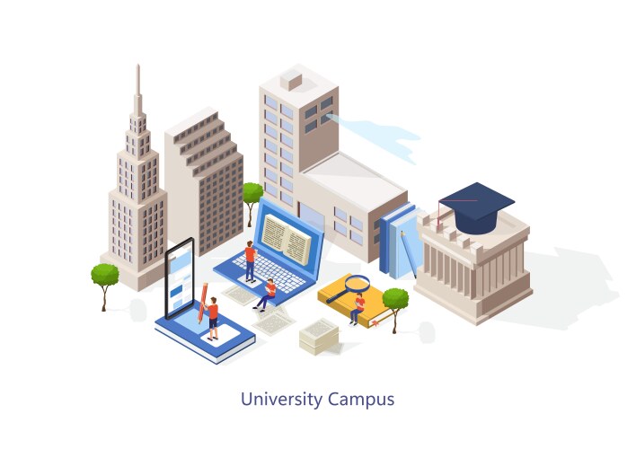 University campus in an education and higher vector image