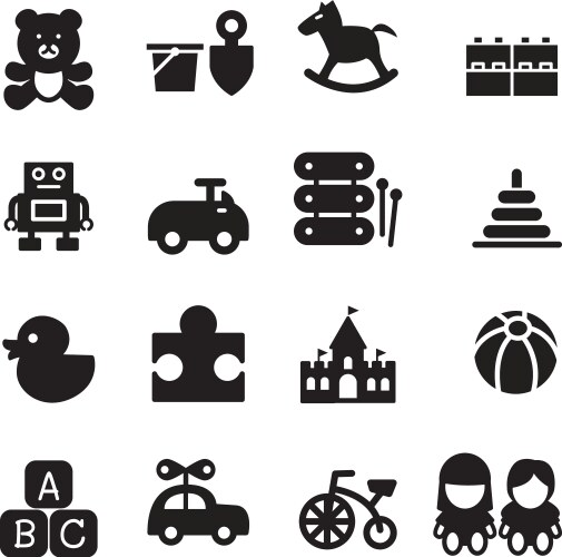 Silhouette toy icons vector image