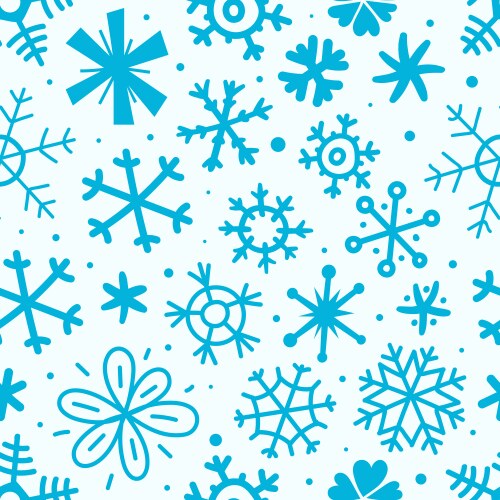 Cartoon style seamless pattern snowflakes vector image