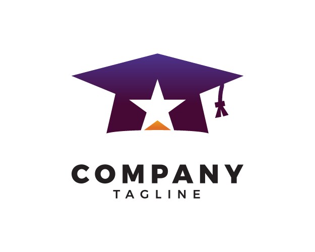 Star graduation hat education logo template vector image