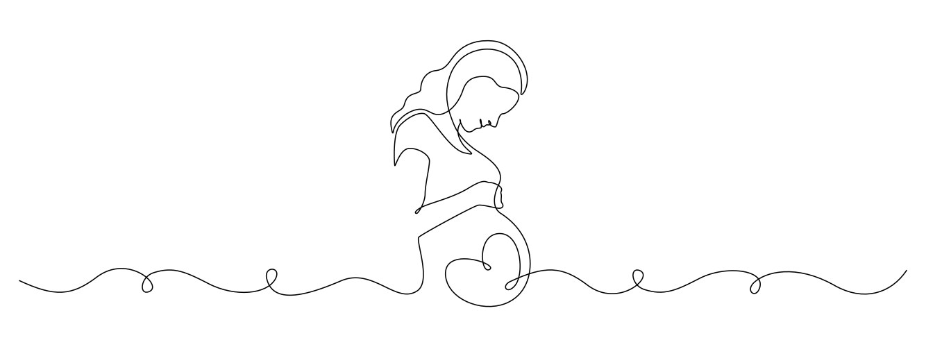 Beautiful pregnant woman in one continuous line vector image