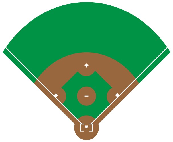 Flat green baseball grass field base wit vector image