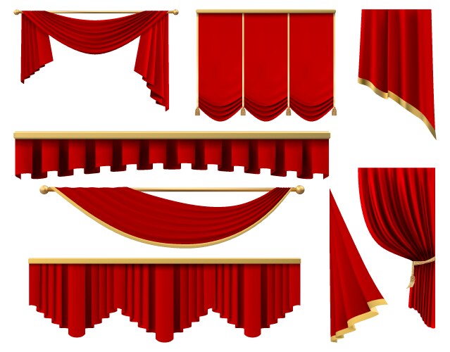 Vintage red realistic curtains stage luxury vector image