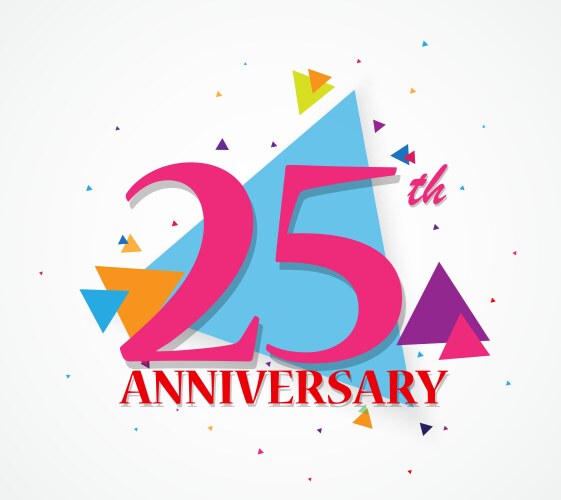 happy anniversary celebration with triangle shape vector image