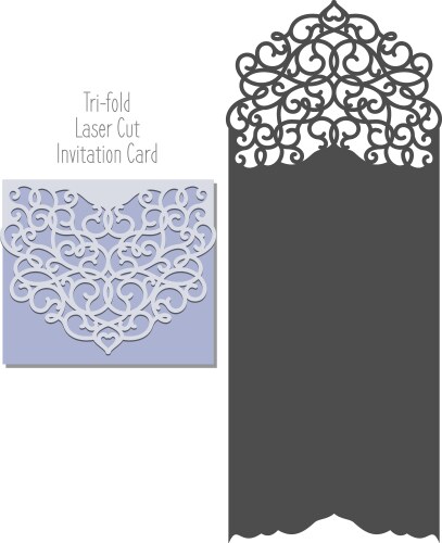 Laser cut envelope template for invitation wedding vector image