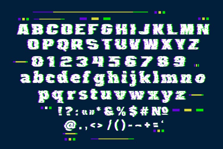 Font in glitch style vector image