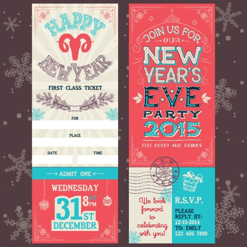 new years eve party invitation ticket vector image