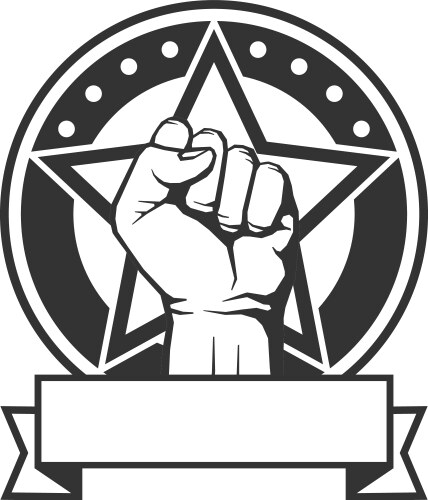 Strength symbol powerful human fist raising vector image