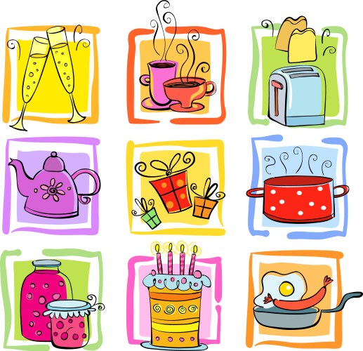 Cartoon food icons vector image