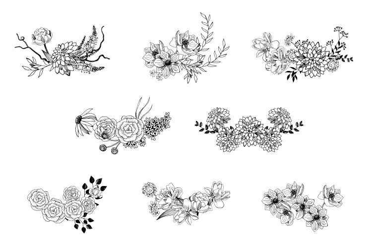 Hand drawn floral borders vector image