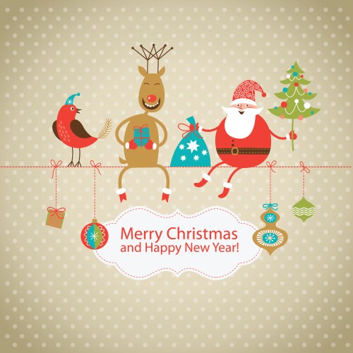 Christmas card with funny company vector image