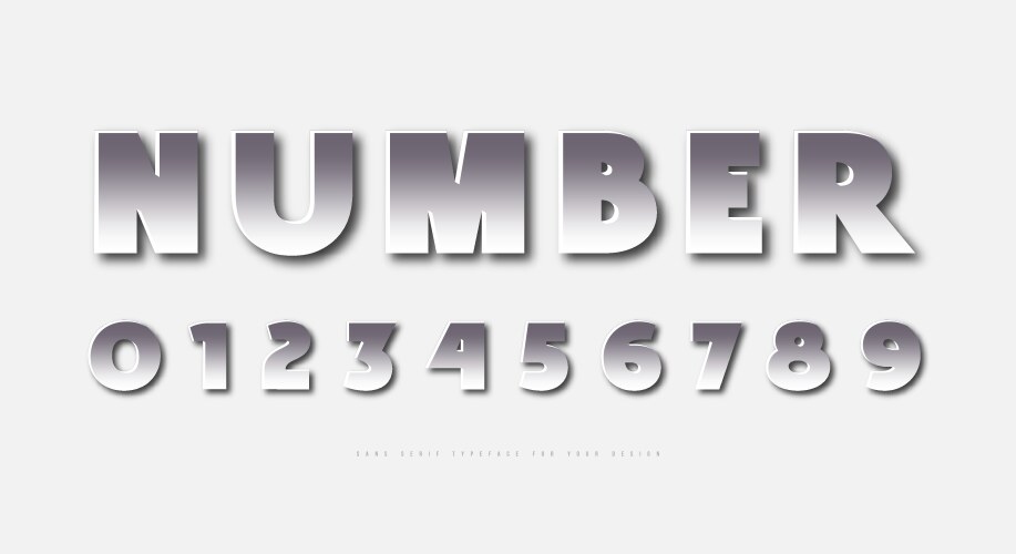 Silver colored and metal chrome sans serif numbers vector image