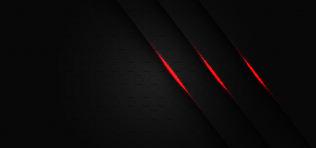 Triple red light line slash on dark grey hexagon vector image