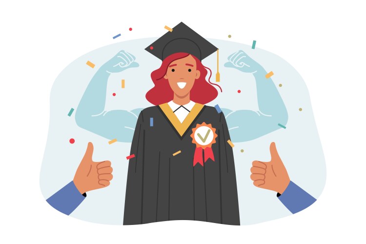 Woman university graduate in academic robe vector image