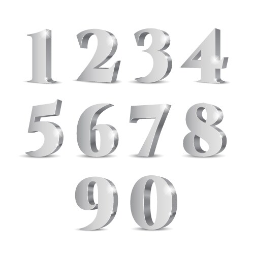 Silver 3d numbers vector image