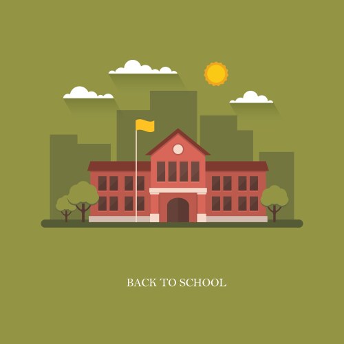 school building on green background vector image