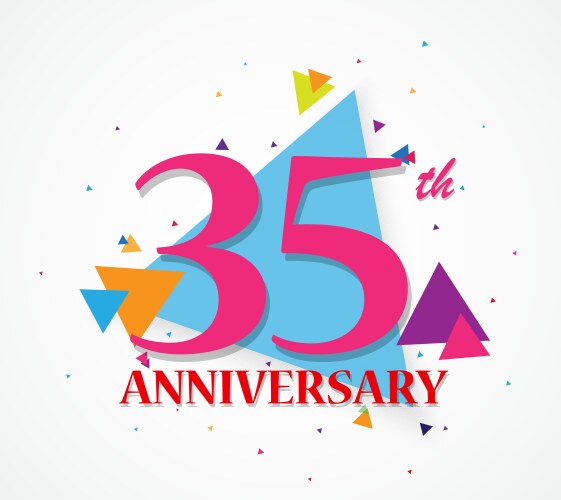 Happy anniversary celebration with triangle shape vector image