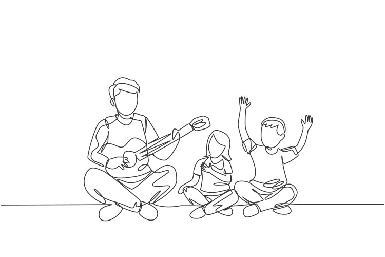 One continuous line drawing young cheerful vector image