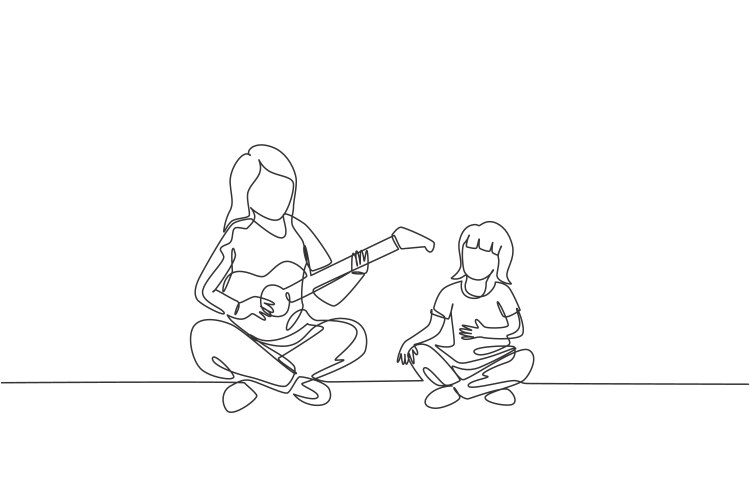 single continuous line drawing young mother vector image