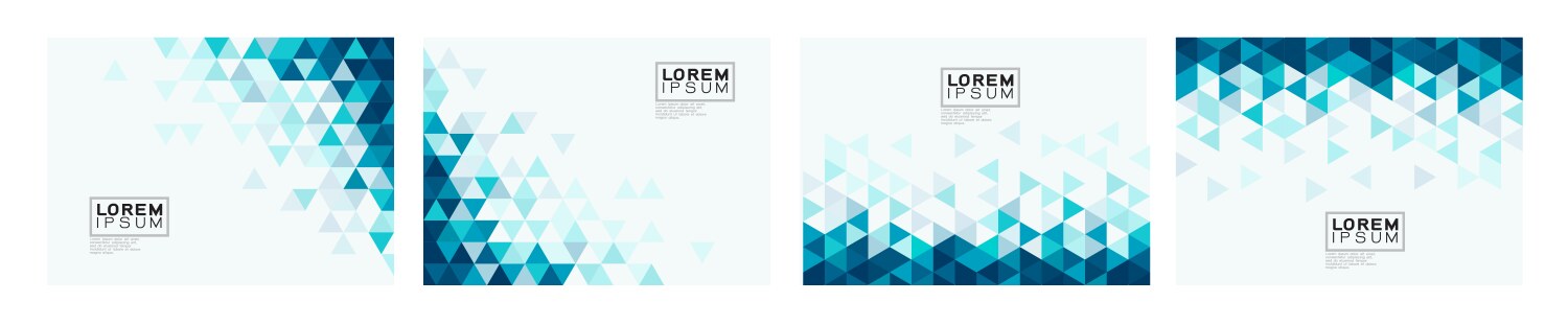 Set blue gradient triangle on white vector image